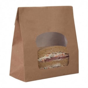 Sacs Sandwich Kraft Recyclables Noirs Avec Fenêtre - Lot De 250 Colpac - 7