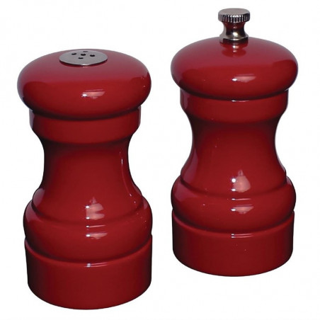 Ensemble Sel Et Poivre En Bois Rouge Olympia - 1 Ensemble Sel Et Poivre En Bois Rouge Olympia - 1