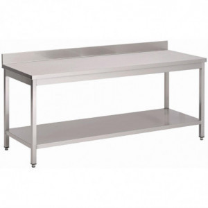 Table en Inox Avec Étagère Basse Et Dosseret - L 2000 x 700 mm Gastro M - 1