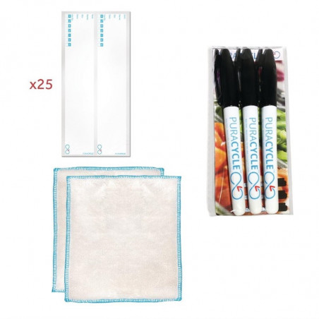 Lot 25 Étiquettes De Traçabilité Pour Bouteille Réutilisables, 3 Marqueurs Et 2 Chiffons Puracycle Puracycle - 1 Lot 25 Étiquettes De Traçabilité Pour Bouteille Réutilisables, 3 Marqueurs Et 2 Chiffons Puracycle Puracycle - 1