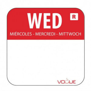 Etiquettes Alimentaires Rouge  "Mercredi" -  Lot De 1000 Vogue - 1