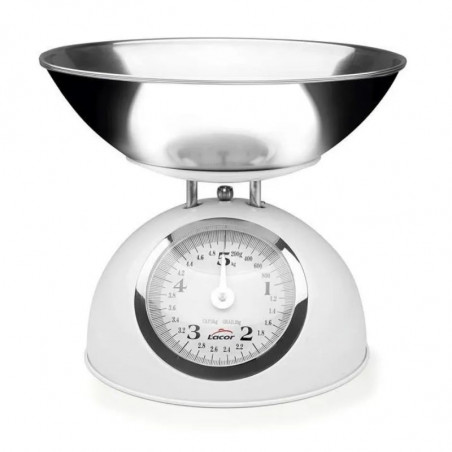 Balance Mécanique Rétro Blanche Avec Plateau En Inox - Portée 5 Kg Lacor - 1