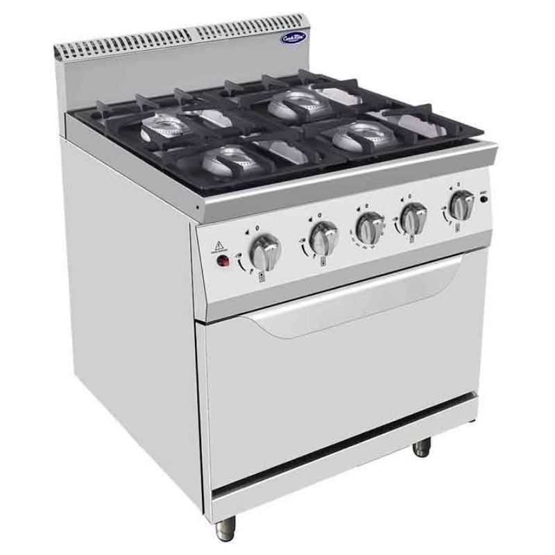 Piano de cuisson à gaz 4 brûleurs 21kW - four électrique à convection 3,1  kW - Bartscher Pas Cher