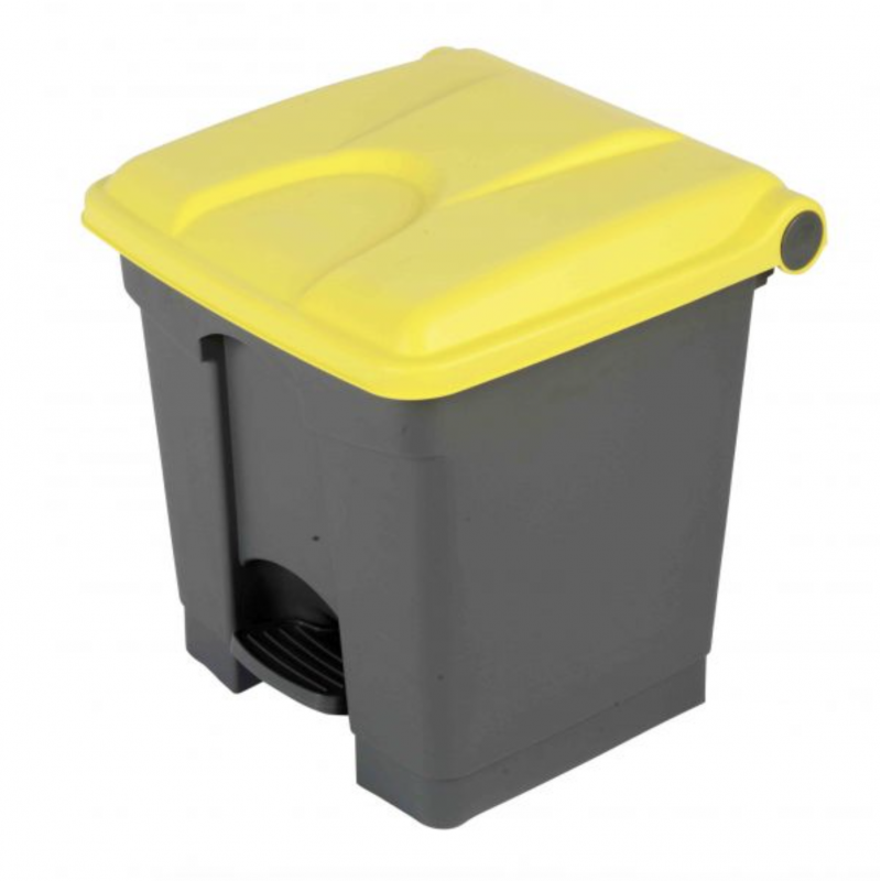 Poubelle avec pédale, pour sac de 70 litres, jaune