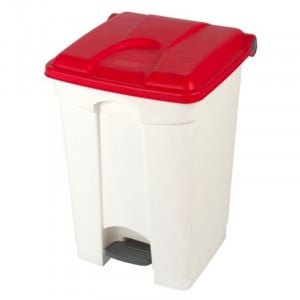 Poubelle à Pédale Blanche et Rouge - 45 L Probbax - 1