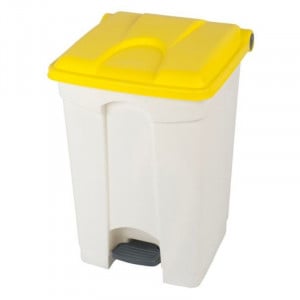 Poubelle à Pédale Blanche et Jaune - 45 L Probbax - 1