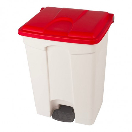 Poubelle à Pédale Blanche et Rouge - 70 L Probbax - 1