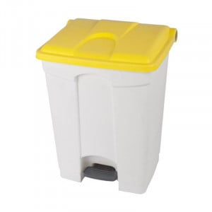 Poubelle à Pédale Blanche et Jaune - 70 L Probbax - 1