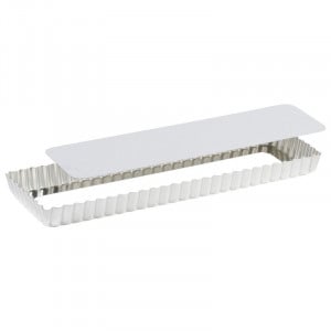 Moule à Tarte Rectangulaire Cannelé à Fond Mobile en Fer - 350 x 110 mm Gobel - 1