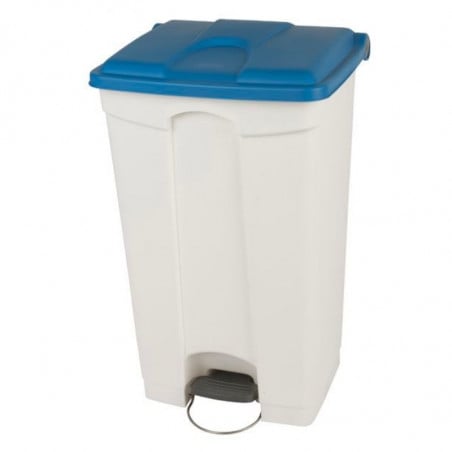 Poubelle à Pédale Blanche et Bleue - 90 L Probbax - 1