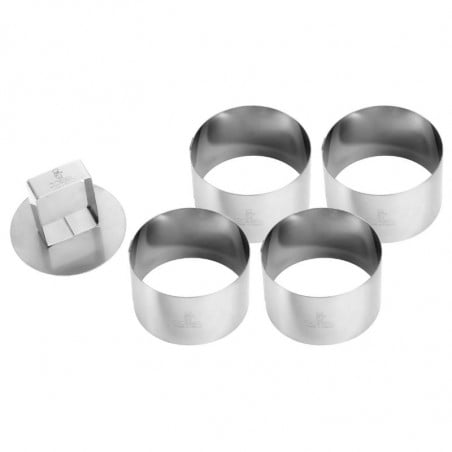 Cercle en Inox avec Poussoir - Ø 70 mm - Lot de 4 Gobel - 1 Cercle en Inox avec Poussoir - Ø 70 mm - Lot de 4 Gobel - 1