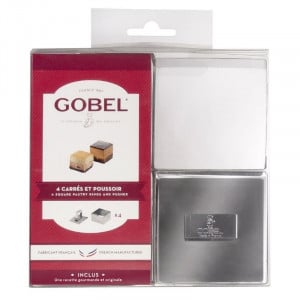 Cadre à Pâtisserie Carré en Inox avec Poussoir - 70 x 70 mm - Lot de 4 Gobel - 2