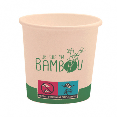 Gobelet Bio "Je Suis en Bambou" - 10 cl - Lot de 50 FourniResto - 1