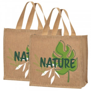 Sac Cabas en Jute "Nature" - Grand Format - Lot de 25 FourniResto - 1