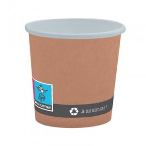 Gobelet Recyclable Carton Couleur Kraft Intérieur Blanc - 10 cl - Lot de 50 FourniResto - 1