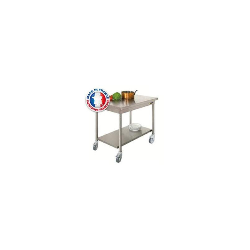 Table Inox De Travail Adossée 1200x500 Mm - Avec Dosseret Et Étagère, AISI 304, Hauteur 850 Mm