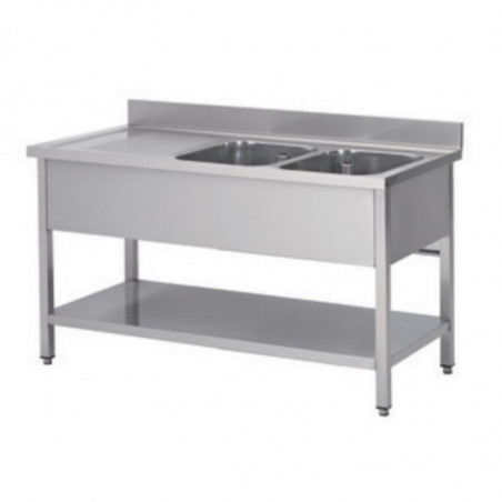 Plonge 2 Bacs et Egouttoir à Gauche Démontable - L 1600 x P 700 FourniResto - 1 Plonge 2 Bacs et Egouttoir à Gauche Démontable - L 1600 x P 700 FourniResto - 1