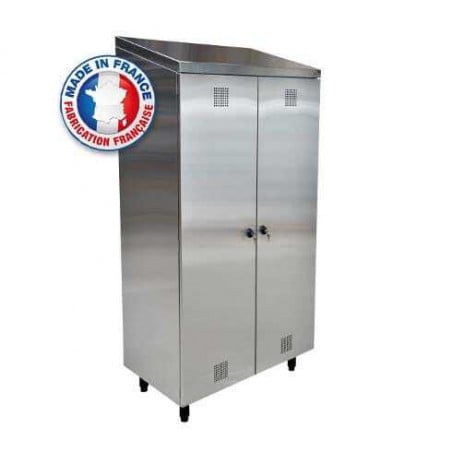 Armoire inox produits entretien et balais 2 portes - 3 étagères