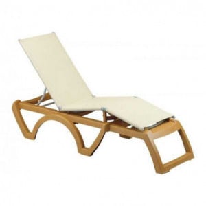 Chaise Longue Bali - Bois / Ecru Grosfillex - 1