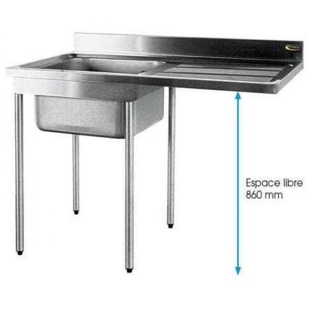 Plonge Spéciale Lave-Vaisselle - 1 Bac et Egouttoir à Droite - L 1200 mm SOFINOR - 1 Plonge Spéciale Lave-Vaisselle - 1 Bac et Egouttoir à Droite - L 1200 mm SOFINOR - 1