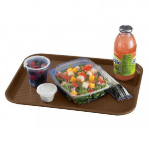 Plateau Polypropylène Fast-food à Rebord Élevé - Lot de 24 - Marron Cambro - 1