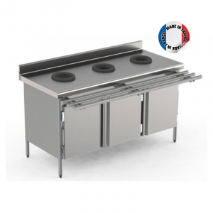 Table de Tri Sélectif 3 Portes - Roulettes Inox SOFINOR - 1