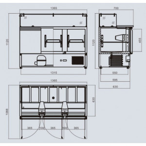 Meuble à Pizza - 3 Portes Toit Inox - 8 Bacs GN 1/6 Atosa - 4