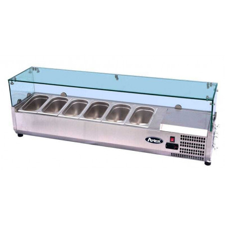 Saladette vitrée à poser Pour Bac GN 1/4 (5 GN 1/4) - L 1200 mm Atosa - 1 Saladette vitrée à poser Pour Bac GN 1/4 (5 GN 1/4) - L 1200 mm Atosa - 1
