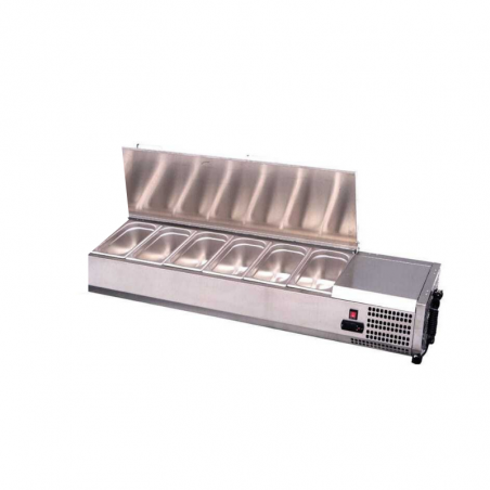 Saladette à Poser avec Couvercle inox - Pour Bac GN 1/4 - 6 GN 1/4 ( L 1400 mm ) Atosa - 1 Saladette à Poser avec Couvercle inox - Pour Bac GN 1/4 - 6 GN 1/4 ( L 1400 mm ) Atosa - 1