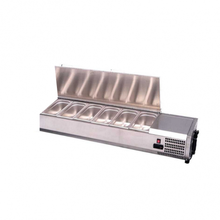 Saladette à Poser avec Couvercle inox - Pour Bac GN 1/4 - 6 GN 1/4 ( L 1400 mm ) Atosa - 1