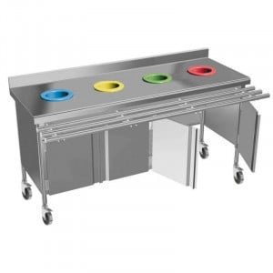 Table de Tri Sélectif 4 Portes - Roulettes Inox SOFINOR - 1