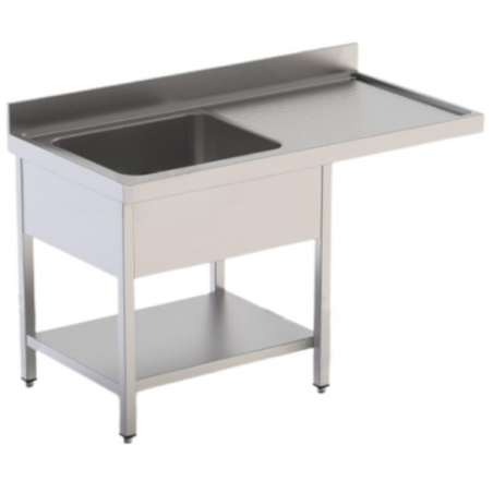 Plonge 1 Bac et Egouttoir à Droite avec Passage Lave-Vaisselle et Etagère Basse - P 700 - L 1200 mm Technitalia - 1 Plonge 1 Bac et Egouttoir à Droite avec Passage Lave-Vaisselle et Etagère Basse - P 700 - L 1200 mm Technitalia - 1