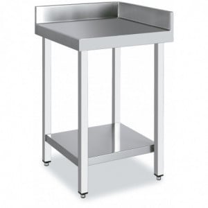 Table Inox d'Angle avec Dosseret et Etagère Basse -  600x600 Distform - 1