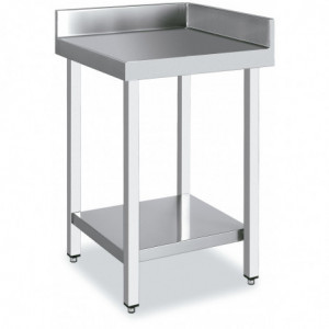 Table Inox d'Angle avec Dosseret et Etagère Basse -  600x700 Distform - 1