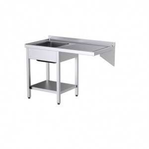 Plonge 2 Bacs avec Etagère et Passage pour Lave-Vaisselle à Droite - L 1800 x P 700 mm - ECO Distform - 1