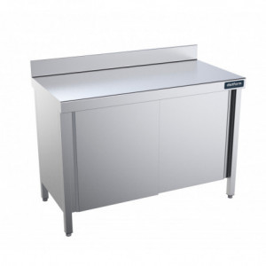 Meuble Inox Bas avec Portes Battantes et Dosseret - L 800 x P 500 mm Distform - 1