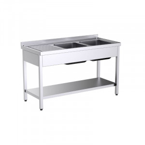 Plonge 2 Bacs avec Etagère et Egouttoir à Gauche - L 1600 x P 700 mm - ECO Distform - 1