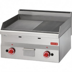 Plancha Gaz Plaque Demi Lisse Demi Rainurée- L 600 x P 600mm - Reconditionnée Gastro M - 1