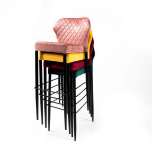 Tabouret de Bar Louis - Bordeaux en Velours VEBA - 2