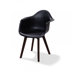 Chaise Empilable Keeve avec Accoudoirs - Noire avec Pieds Foncés VEBA - 1