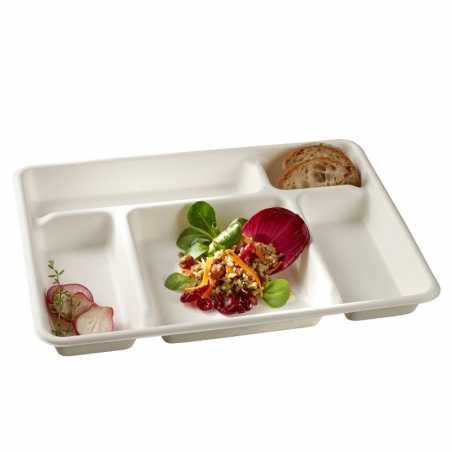 Plateau 5 Compartiments en Pulpe - 300 x 240 mm - Lot de 50 FourniResto - 1 Plateau 5 Compartiments en Pulpe - 300 x 240 mm - Lot de 50 FourniResto - 1