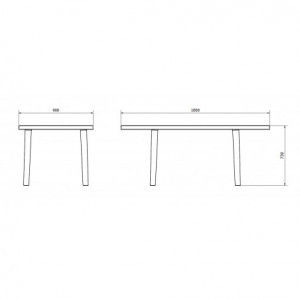 Table Brava - 180 x 90 cm - Anthracite - Lot de 2 Garbar - 2