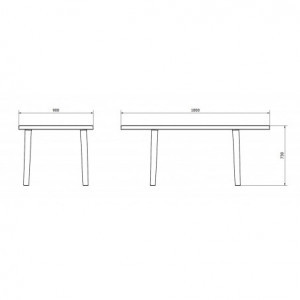 Table Brava - 180 x 90 cm - Blanc - Lot de 2 Garbar - 2
