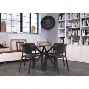 Table Noire à Pied Sable - 90 x 90 cm Resol - 4