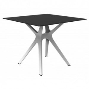 Table Noire à Pied Blanc - 90 x 90 cm Resol - 1