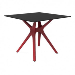 Table Noire à Pied Rouge - 90 x 90 cm Resol - 1