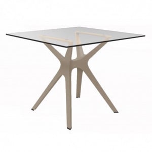Table en Verre Trempé à Pied Sable - 90 x 90 cm Resol - 1