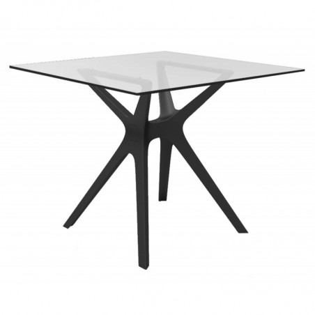 Table en Verre Trempé à Pied Noir - 90 x 90 cm Resol - 1