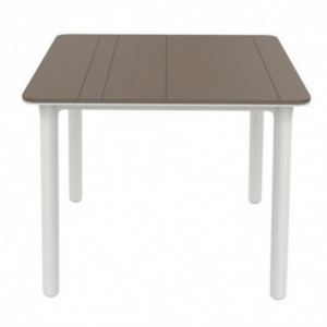 Table Noa Chocolat à Pieds Blancs - 90 x 90 cm Resol - 1