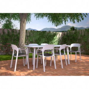 Fauteuil Ona à Assise Sable - Blanc - Lot de 4 Garbar - 3